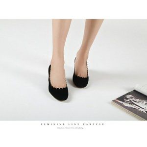 FSJ Women Cute Dress Shoes Scalloping Round Toe